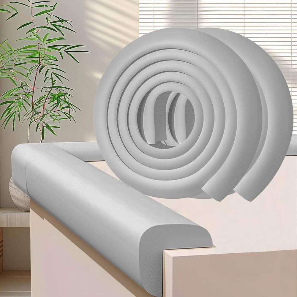 Baby Proofing Edge & Corner Protectors, 2 Roll Grey Foam L-Shape Self-Adhesive B